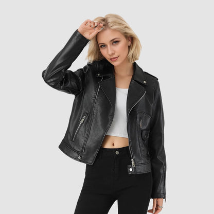 Women's leather jacket short coat