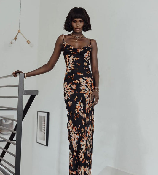 Sexy Bedrukte Rugloze Slingjurk