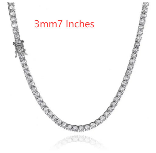 S925 Zilveren Moissanite Enkelrijige Tennisketting Unisex