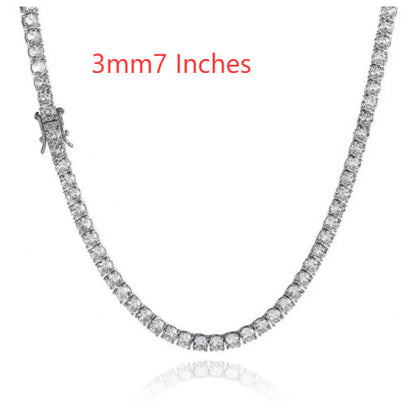 S925 Zilveren Moissanite Enkelrijige Tennisketting Unisex