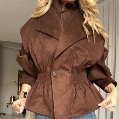 Womens Suede Lapel Jacket