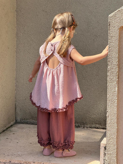 2-Delige meisjes set met contrast en ruches