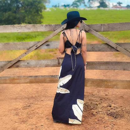 Elegant Waist-Cutout Backless Strap Dress