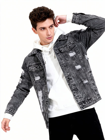 Men's Snowflake Washed Denim Jacket