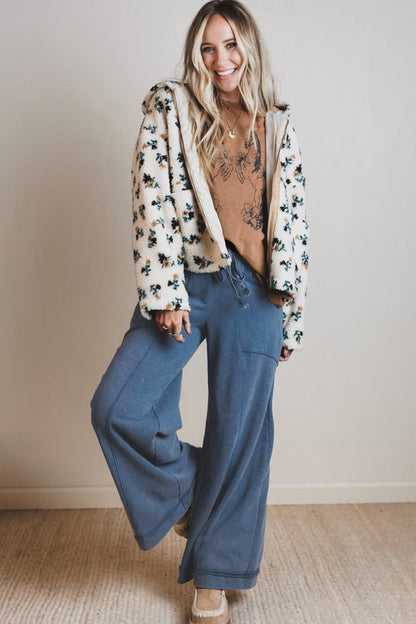 Mineral Wash Retro Westernbroek met trekkoord hoge taille en wijde pijpen
