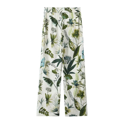 Women's Printed Shirt + Straight Leg Pants Set