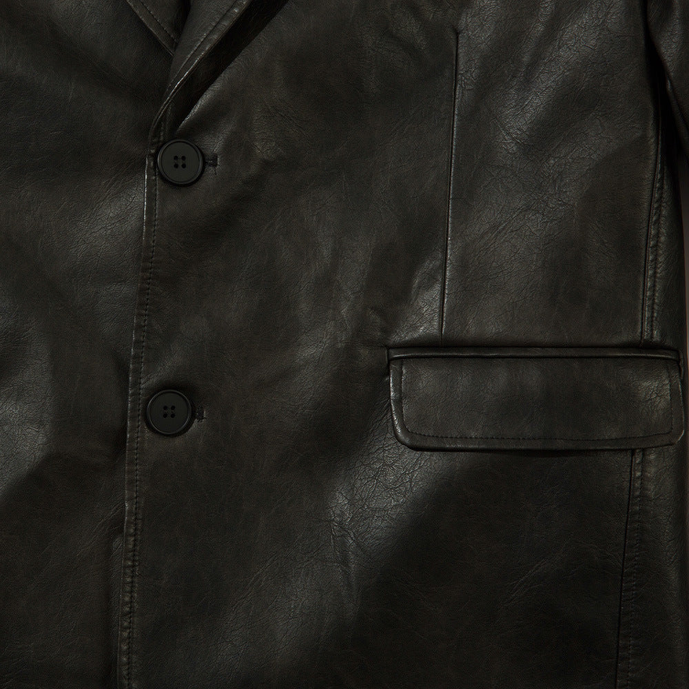 Amerikaans effen PU-leren colbert voor heren