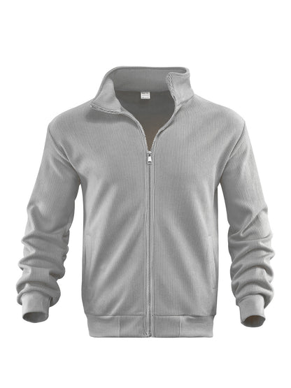 Mens Corduroy High Neck Zip Up Sweater