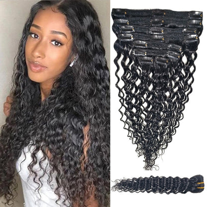 Clip-in Human Hair Extensions with Double Weft