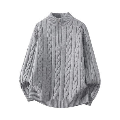 Mens Half Zip Cable Knit Sweater