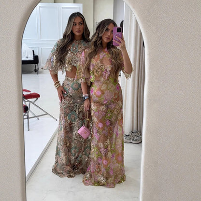 Borduurwerk Pailletten Zware Industrie Feestrok Pak Kort/Lang