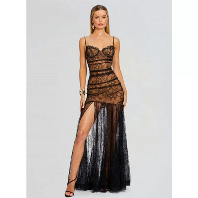 Elegant Lace Fishtail Dress