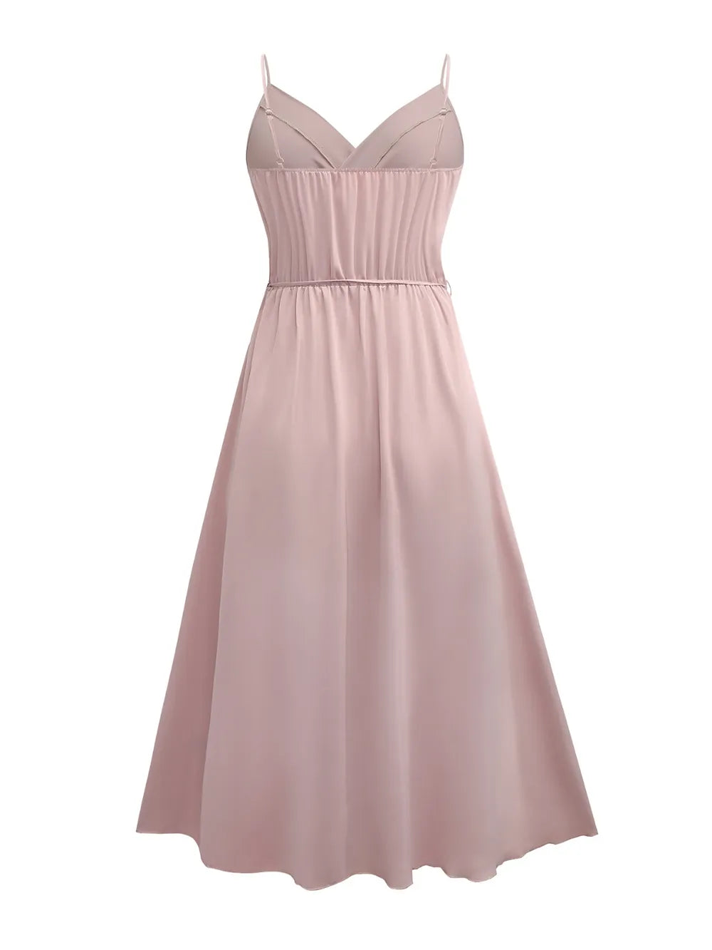 Elegante maxi-jurk met V-hals split en spaghettibandjes