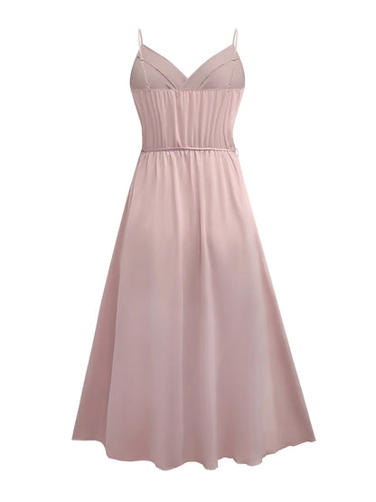 Elegante maxi-jurk met V-hals split en spaghettibandjes