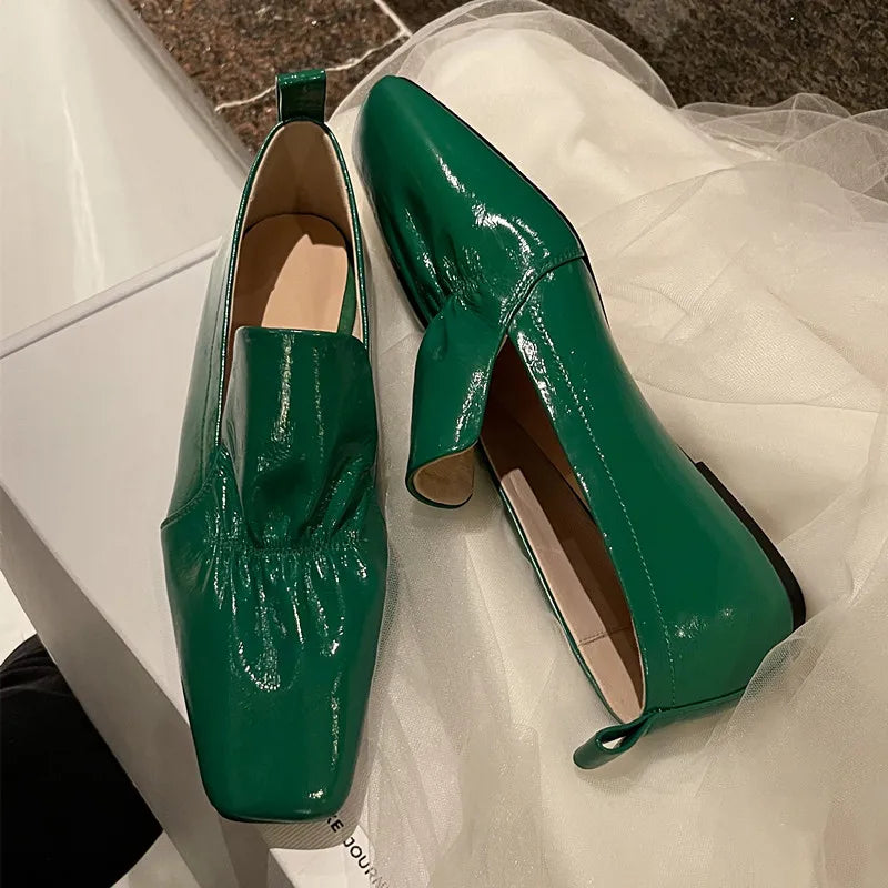 Loafers met vierkante neus van rundleer