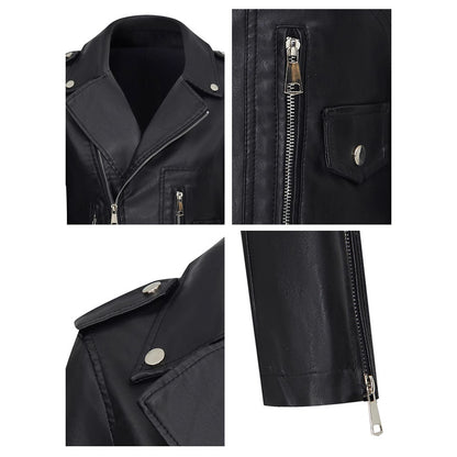 Women's leather jacket short coat