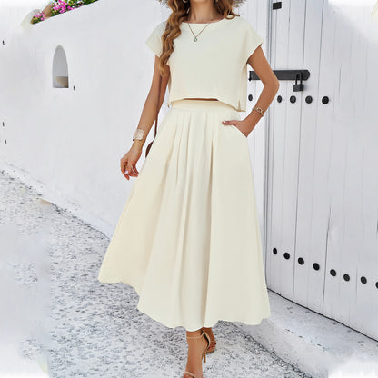 Elegant Sleeveless Vest and Skirt Set