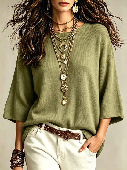 Round-neck outerwear sweater