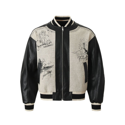 Printed leather jacket