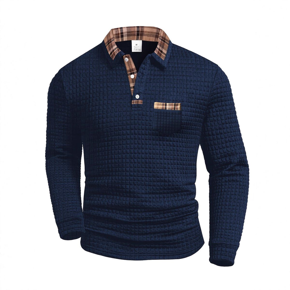 Klassiek geruit poloshirt met lange mouwen voor heren