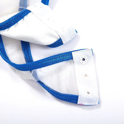 Hoogwaardige elastische stof mesh contrasterende bodysuit met gordel