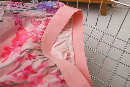 New style simple and romantic printed skirt for women with loose summer lace, slimming A-line skirt
