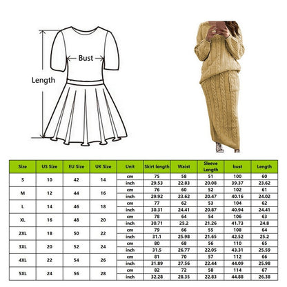 Women Winter Knitted Sweater Tops And Skirt Autumn Slim Crop Tops Women Sweater Skirts 2 Piece Sets
