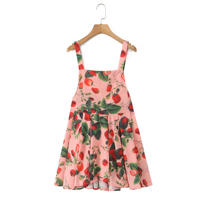 Bubble sleeve shirt suspender dress set