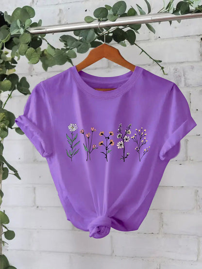 Round neck floral print top