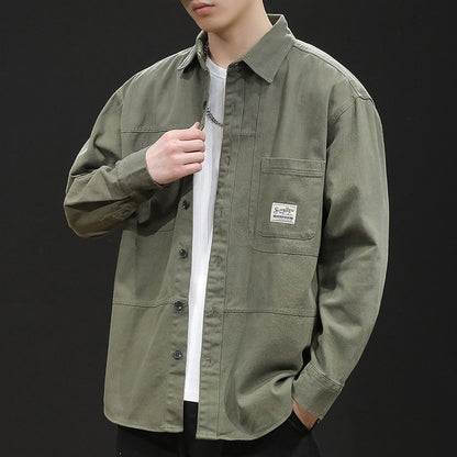 Workwear shirt long sleeved men's shirt casual jacket men