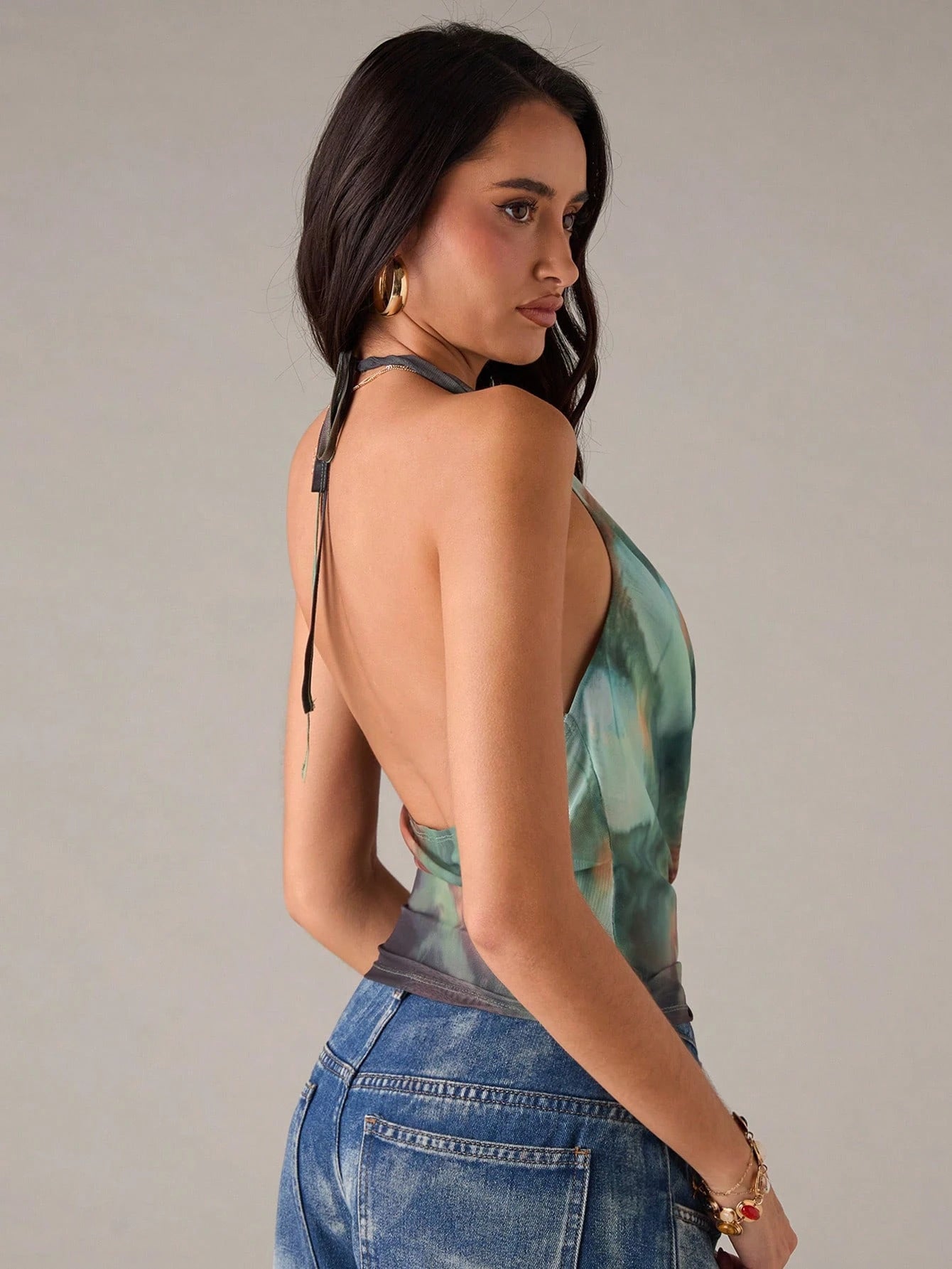 Women Sleeveless Geometric Print Blouse