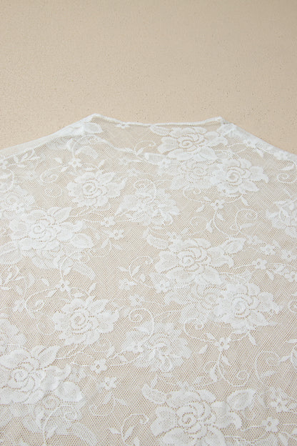 Top met lange mouwen en bloemenprint van mesh in grote maten