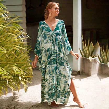 Loose Beach Cover Up Dress with Sun Protection