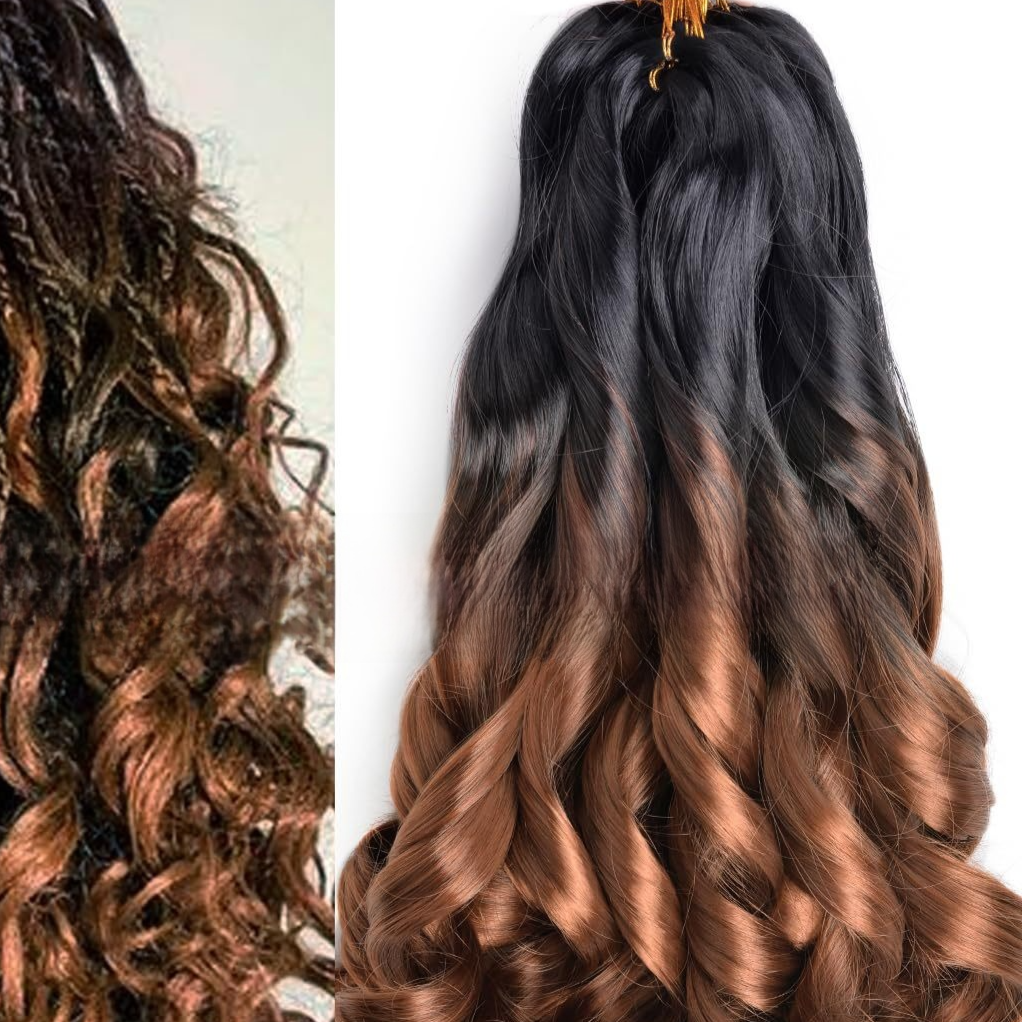 Synthetic fiber wig with long wavy hair