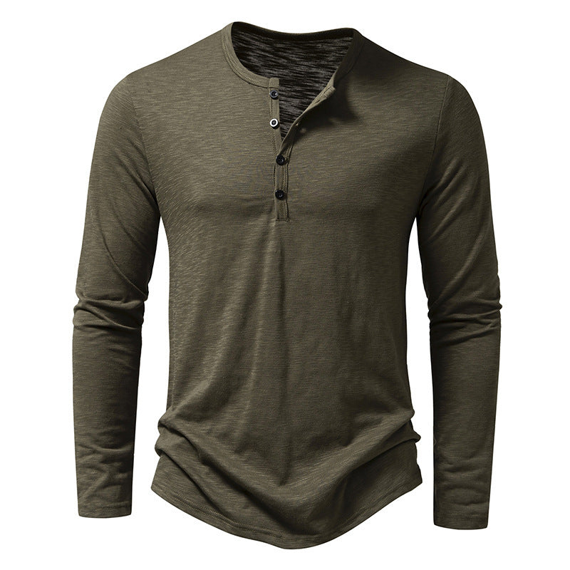 Mens Bamboo Cotton Henley Long Sleeve T-Shirt