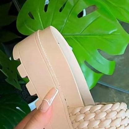 PU-leren open teen platform sandalen