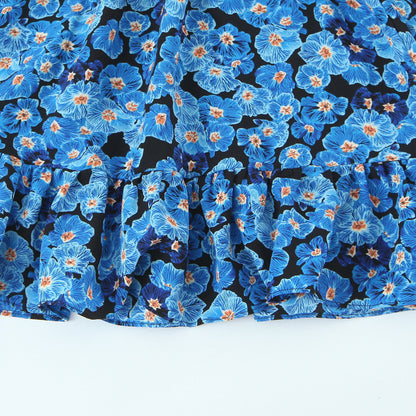 Damesjurk met bloemenprint vierkante hals elastische buste en rug