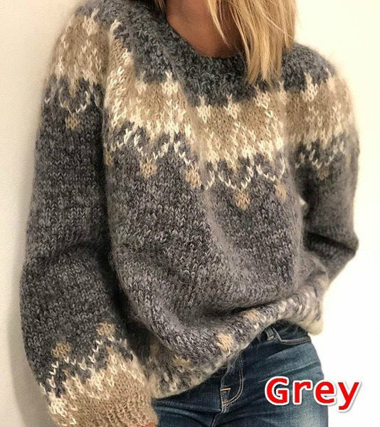 Womens Mohair Blend Jacquard Sweater