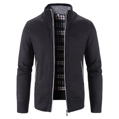 Mens Knitted Stand Collar Cardigan