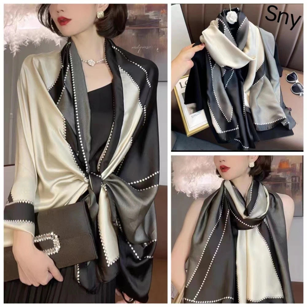 Women's Lijin Satin Scarf Floral Print Shawl