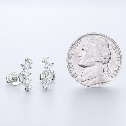Hoogwaardige Moissanite oorbellen met gebogen vijf stenen sterling zilver