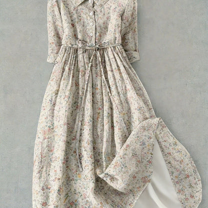 Elegant French Style Polyester Midi Dress