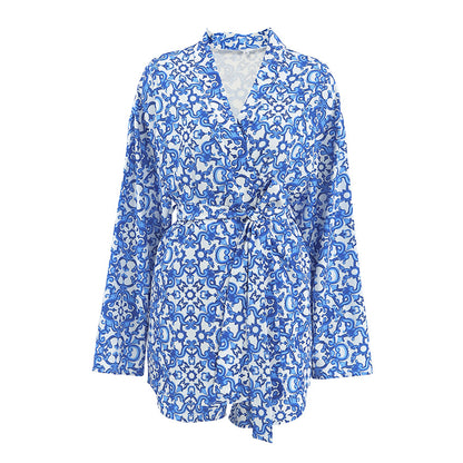 Long sleeved shorts and pajamas two-piece set