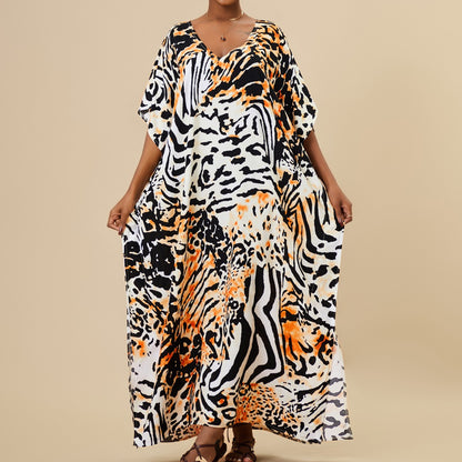Loose-Fitting Rayon Beach Cover-Up Dress