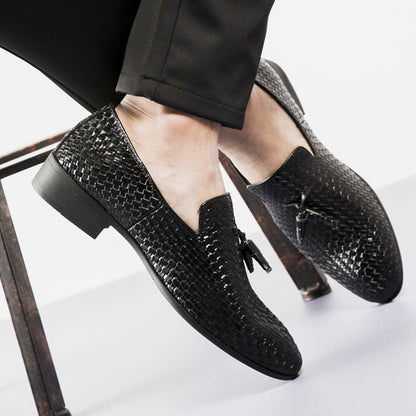 Heren geweven kwast leren loafers
