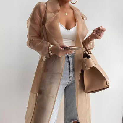 Pure Color Loose Lantern Sleeve Cardigan Shirt Jacket