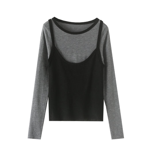 2-delige slingtop met ronde hals en lange mouwen