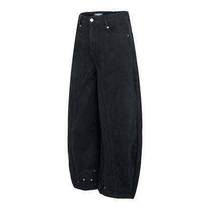 Vintage unisex jeans met omgeslagen pijpen losse pasvorm en scherpe rand