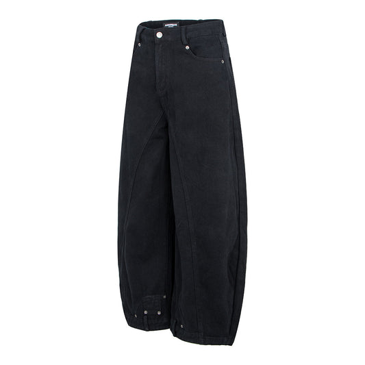 Vintage unisex jeans met omgeslagen pijpen losse pasvorm en scherpe rand