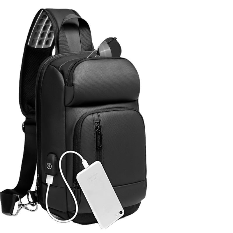 Trendy schoudertas voor mannen met USB-lader